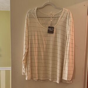 Matilda Jane Women's Cream and Gold Striped Top